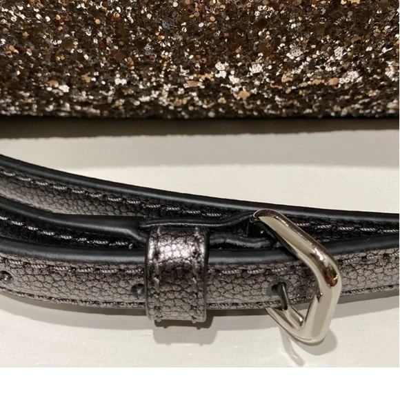 Kate Spade- Laurel Way Mini Riley Glitter Satchel/ Crossbody in Gun Metal - Picture 5 of 8